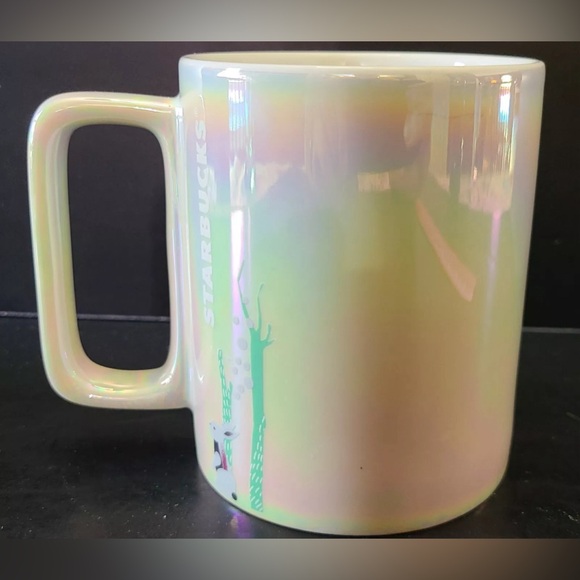 Starbucks 2020 Iridescent Opal Coffee Mug Cup Deer Rabbit Forest Winter 14oz - Picture 3 of 4